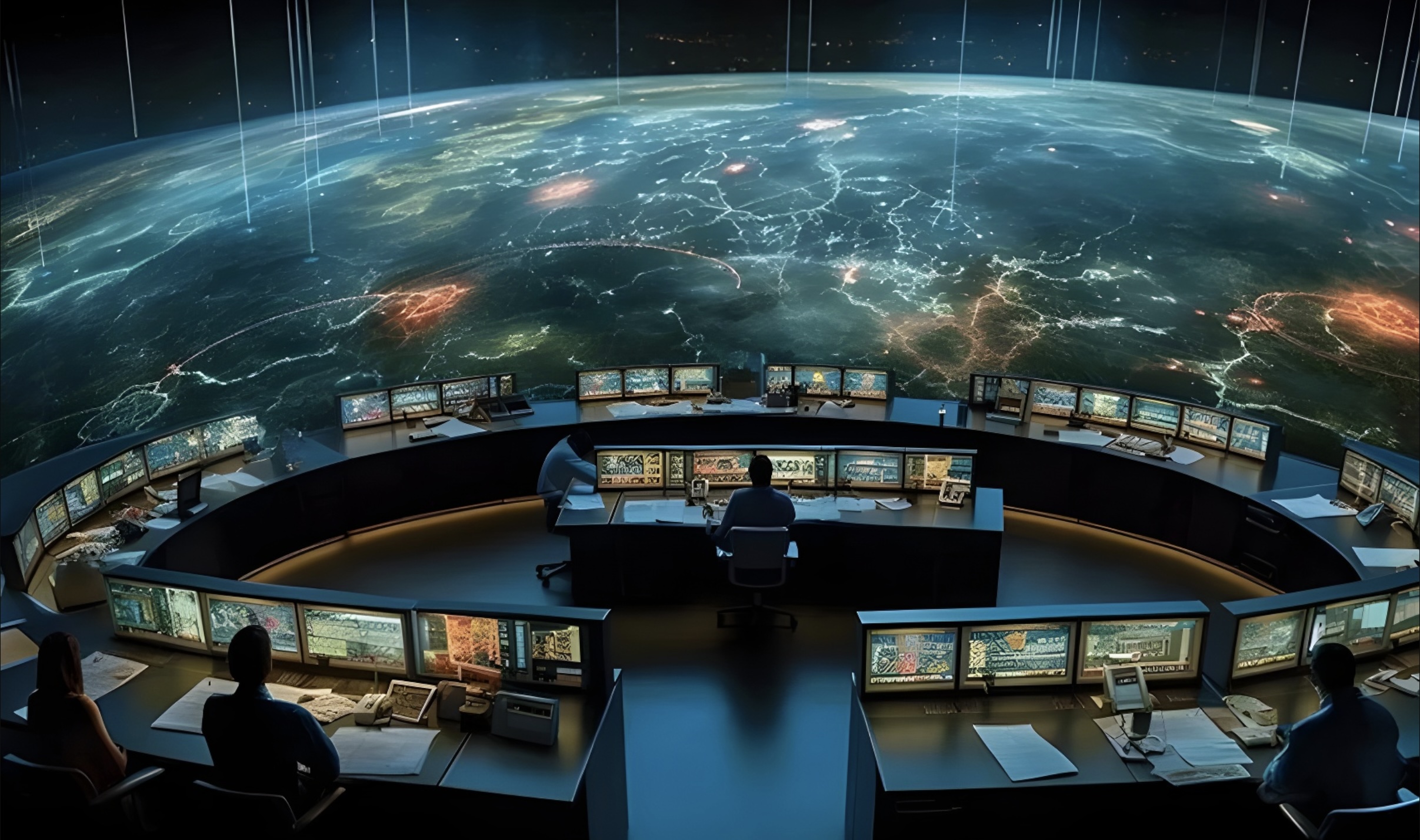 Global command center with Earth monitoring systems